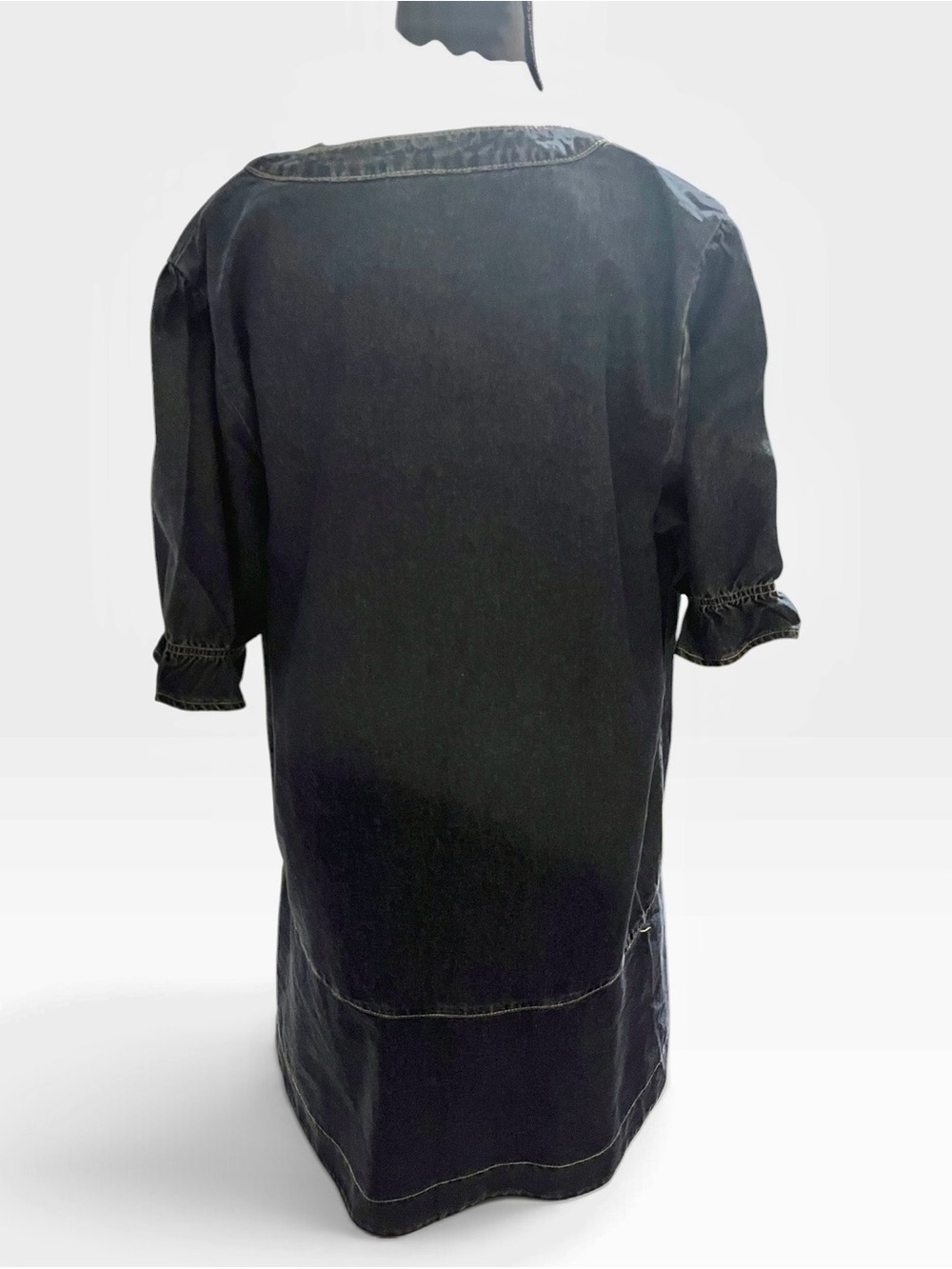Dark Blur Denim Puff-Sleeve Mini Dress Size XL - Picture 3 of 6